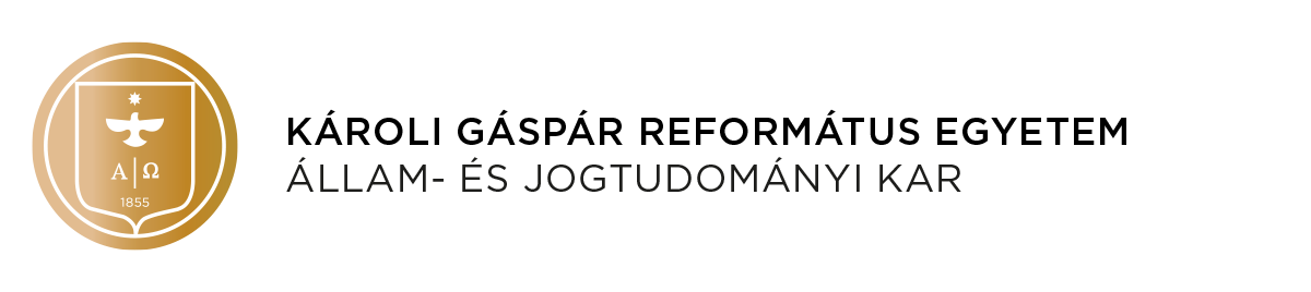 Károli Gáspár Református Egyetem Állam- és Jogtudományi Kar (ÁJK) logó - link az ÁJK kezdőoldalára